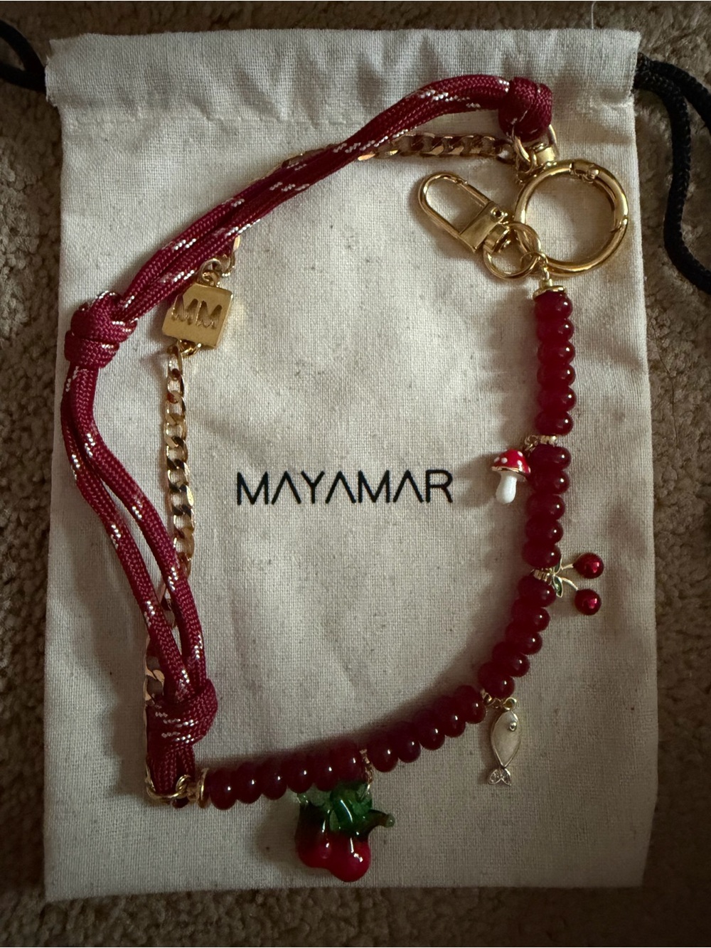 Mayamar Red Beaded Charm Bagcharm